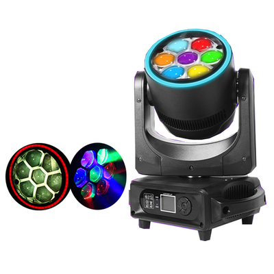 7PCS 40W RGBW 4 In1 LED Zoom Bee Eye Κινούμενο κεφαλικό φως με βοηθητικό φως Dj Disco Stage Party Lights